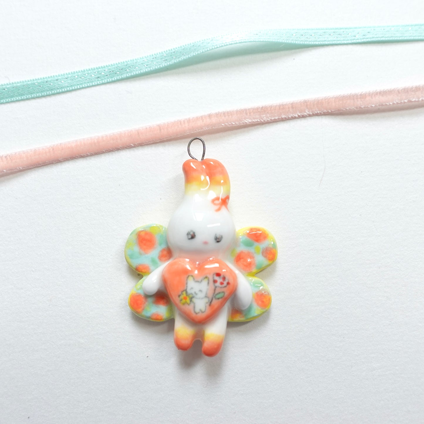 Ceramic Pendant - A Bunny in Bloom