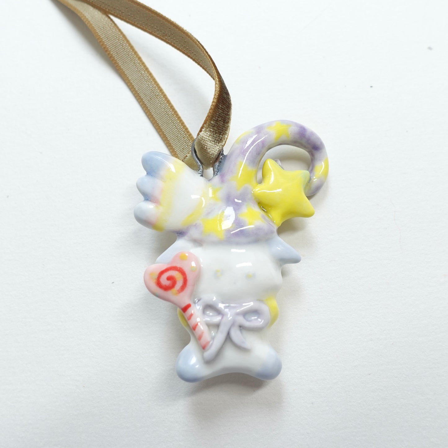 Ceramic Pendant - Soft Spell with a Heart Wand