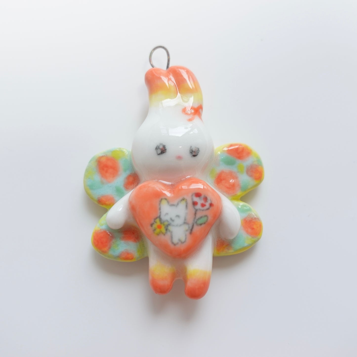 Ceramic Pendant - A Bunny in Bloom