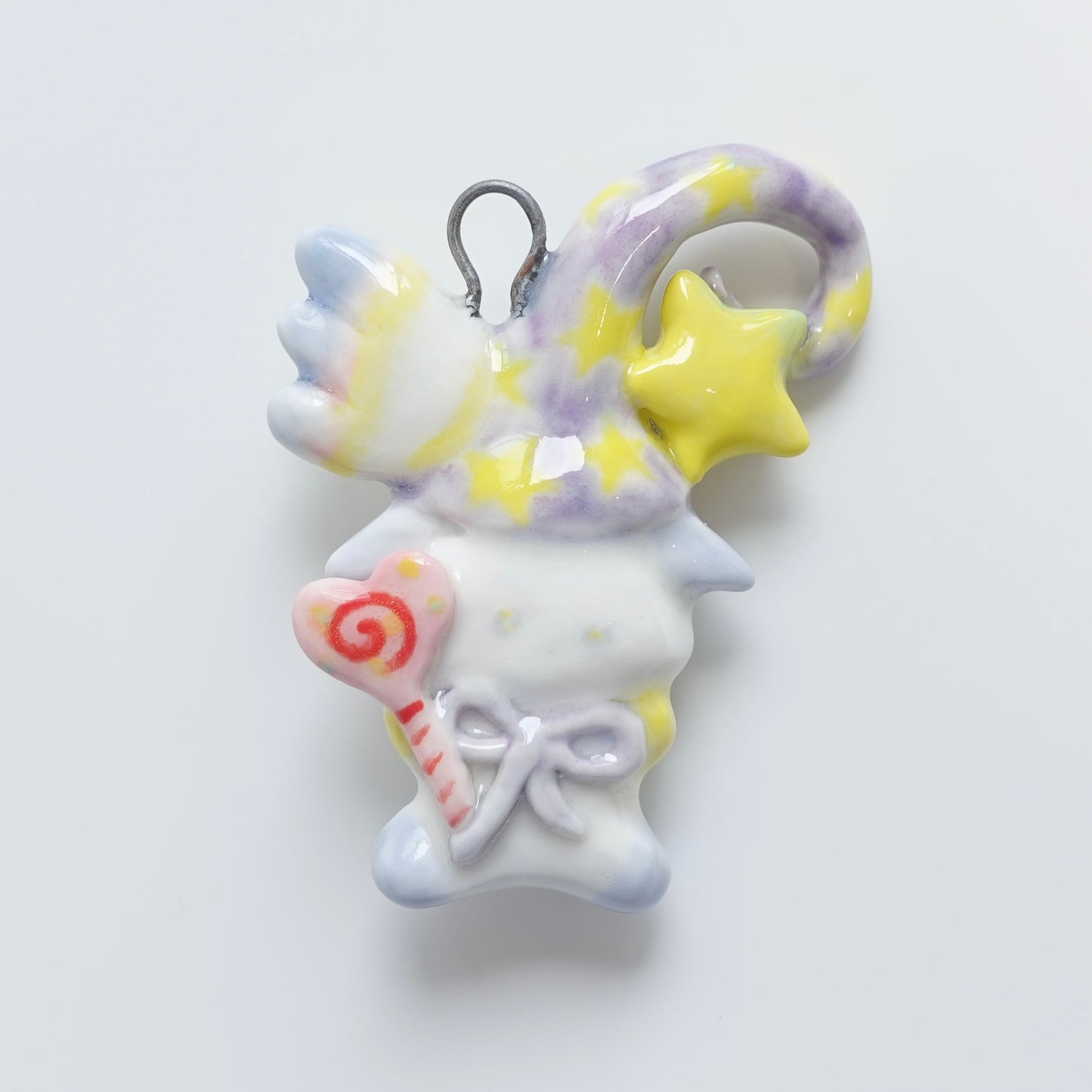 Ceramic Pendant - Soft Spell with a Heart Wand