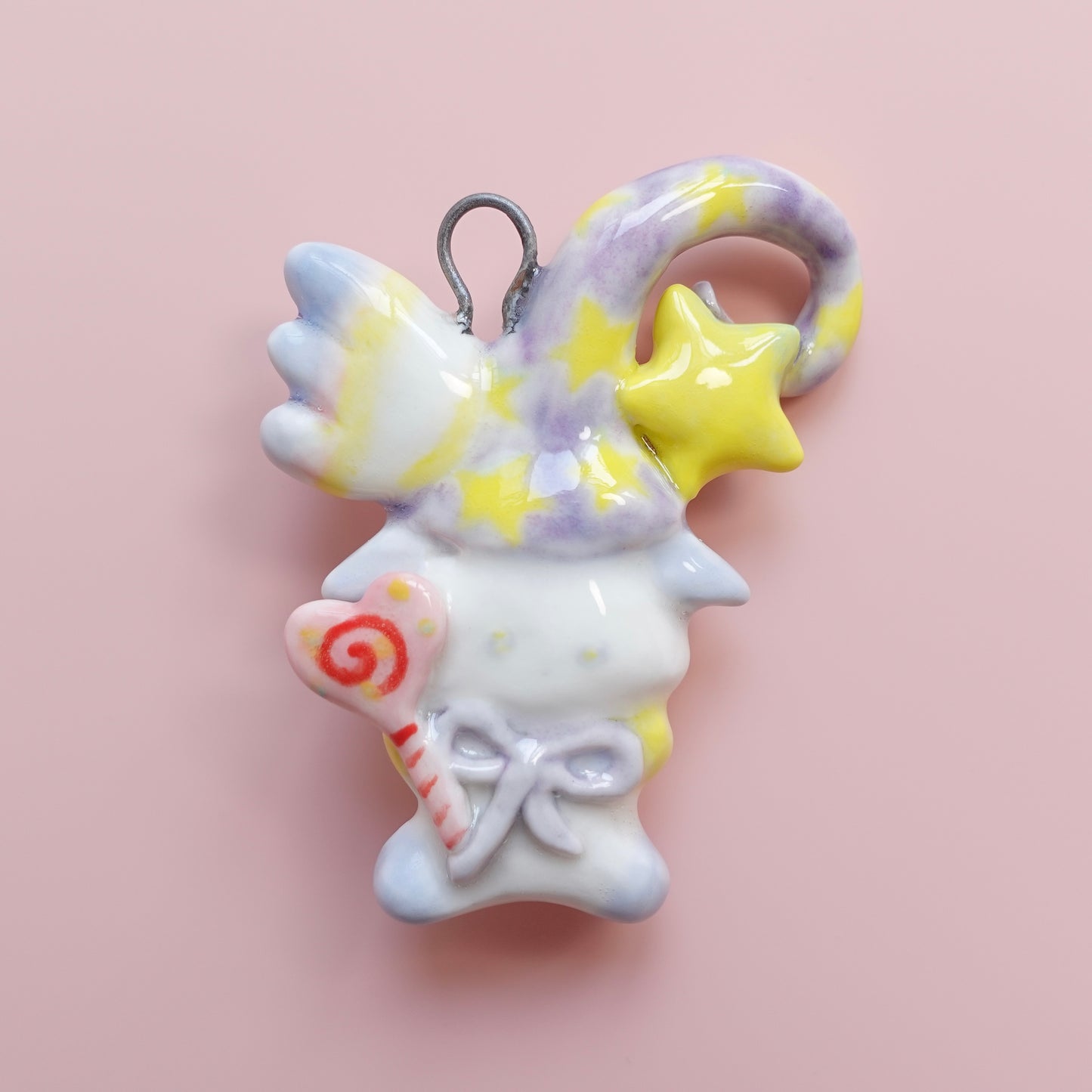 Ceramic Pendant - Soft Spell with a Heart Wand
