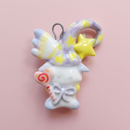 Ceramic Pendant - Soft Spell with a Heart Wand