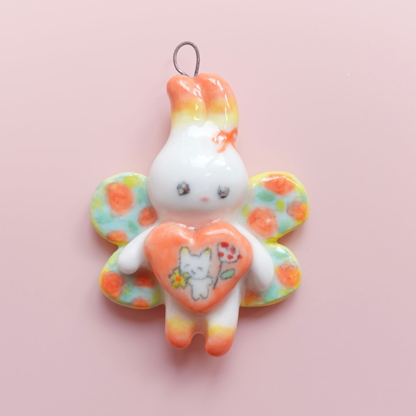 Ceramic Pendant - A Bunny in Bloom