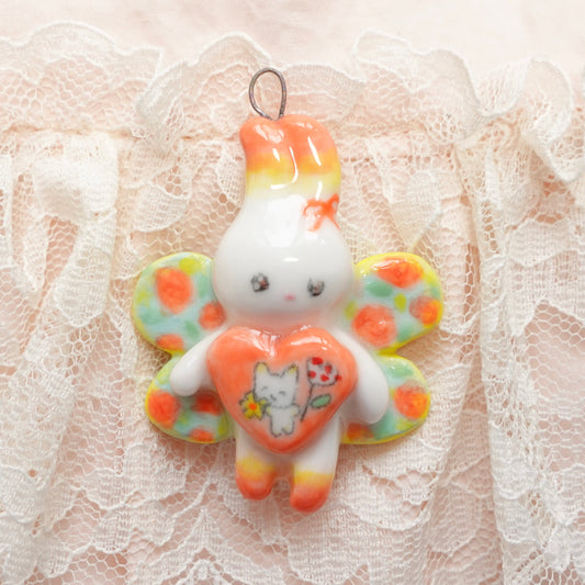 Ceramic Pendant - A Bunny in Bloom