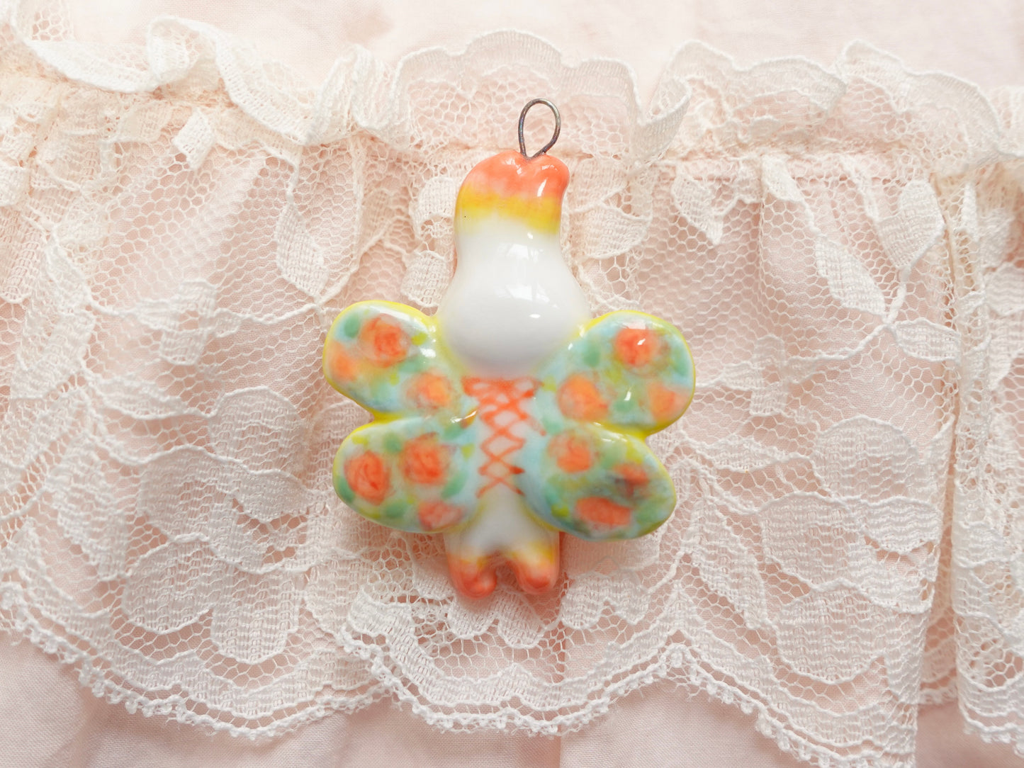 Ceramic Pendant - A Bunny in Bloom