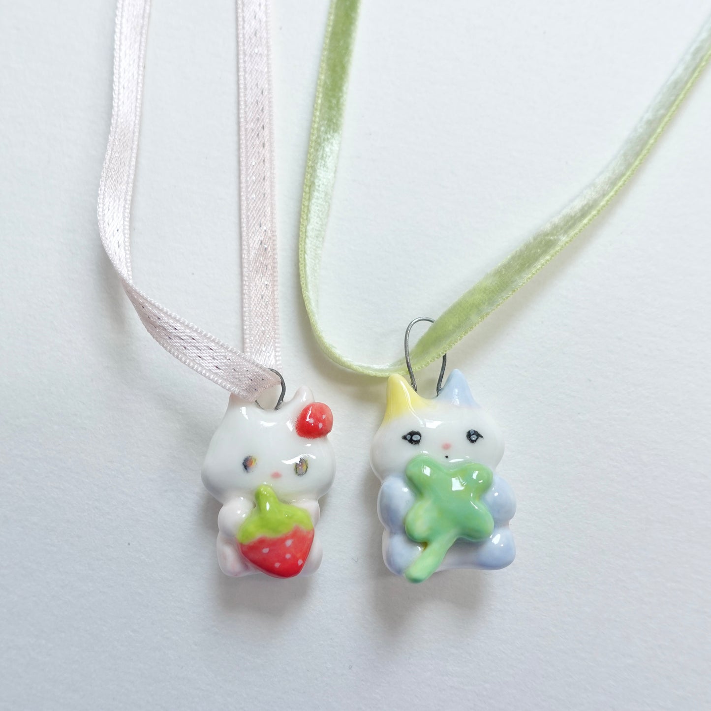 Ceramic Pendant - 🍓&🍀